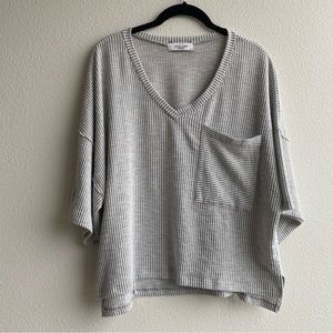 CJLA "Bria" V-Neck Tee, Heather Grey - Carly Jean Los Angeles. Medium.